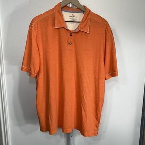 Tommy Bahama Jeans Polo Shirt Men XL Orange Island Modern Fit 100 %‎ Pima Cotton